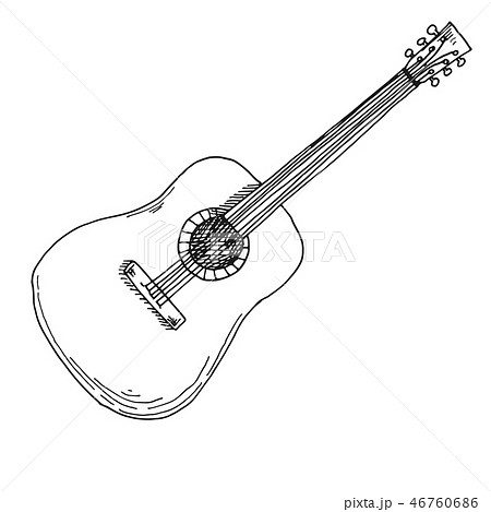Sketch of a guitar. Vector illustration. 46760686
