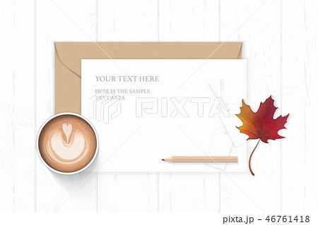 Flat lay top view elegant white paper composition 46761418
