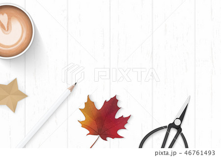 Flat lay top view elegant white paper composition 46761493