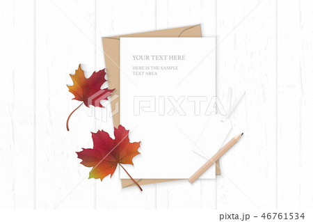 Flat lay top view elegant white paper composition 46761534