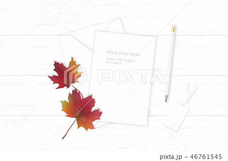 Flat lay top view elegant white paper composition 46761545