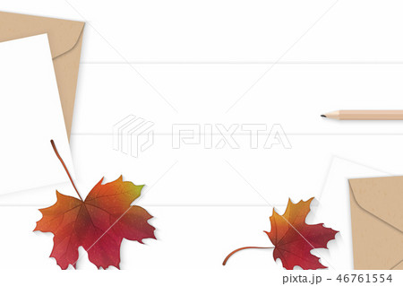 Flat lay top view elegant white paper composition 46761554