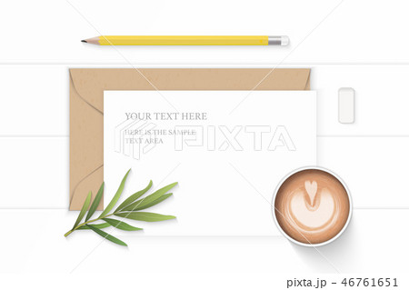 Flat lay top view elegant white paper composition 46761651