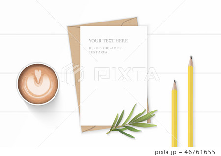 Flat lay top view elegant white paper composition Flat lay top view elegant white paper composition 46761655
