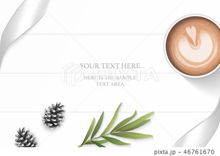 Flat lay top view elegant white paper composition Flat lay top view elegant white paper composition 46761670