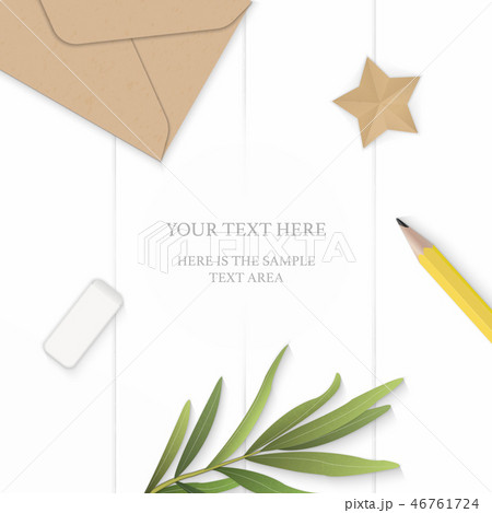 Flat lay top view elegant white paper composition 46761724
