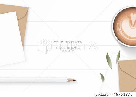Flat lay top view elegant white paper composition 46761876