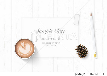 Flat lay top view elegant white paper composition 46761891