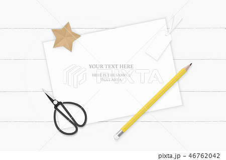 Flat lay top view elegant white paper composition Flat lay top view elegant white paper composition 46762042