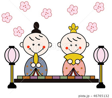 お雛様に扮した子供(尺と扇) お雛様に扮した子供(尺と扇) 46765132