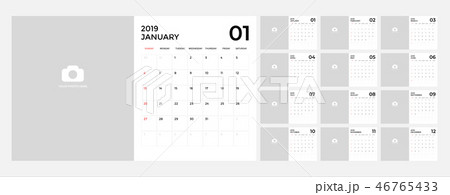Modern Calendar for 2019 template. Modern Calendar for 2019 template. 46765433
