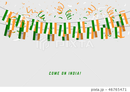 India garland flag with confetti background. India garland flag with confetti background. 46765471
