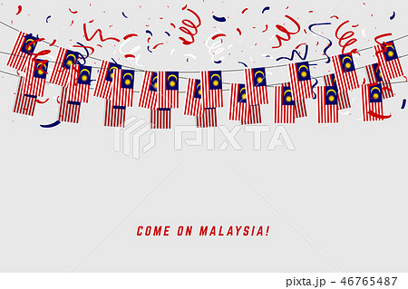 Malaysia garland flag with confetti background. 46765487