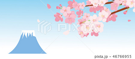 富士山と桜 イラストのイラスト素材