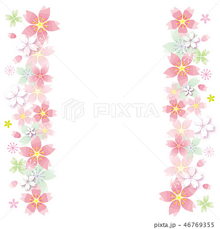 美しい花の画像 元の桜 イラスト フレーム 縦