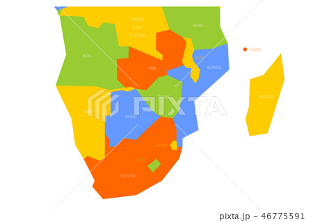 Political map of southern Africa region. Simlified schematic vector map in four color scheme 46775591