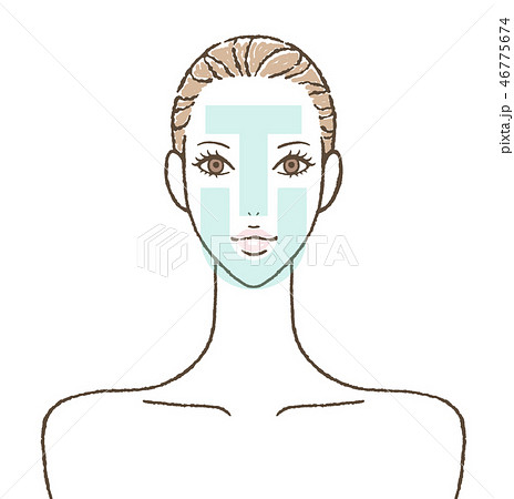 女性 スキンケア T Uゾーンのイラスト素材