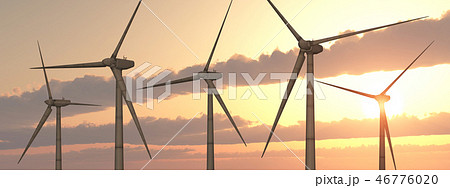 Wind turbines at sunset 46776020
