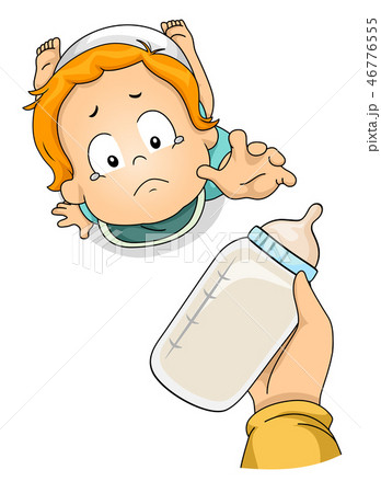 Toddler Baby Boy Bottle Reach Cry Illustration Toddler Baby Boy Bottle Reach Cry Illustration 46776555