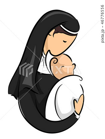 Nun Hold Baby Illustration Nun Hold Baby Illustration 46776556
