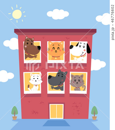 Cat Dogs Boarding Hotel Illustration Cat Dogs Boarding Hotel Illustration 46776602