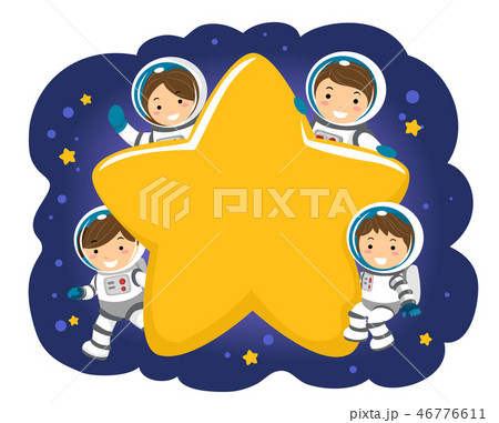 Stickman Kids Family Astronaut Star Illustration 46776611