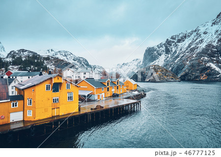 Nusfjord  fishing village in Norway 46777125