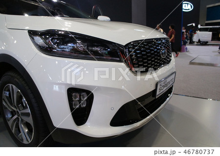 Modern car headlight with futuristic design.  46780737