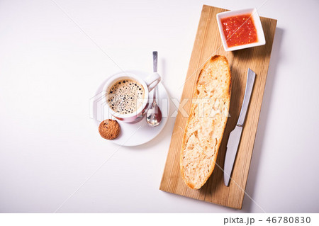 Slice of baguette with jam 46780830