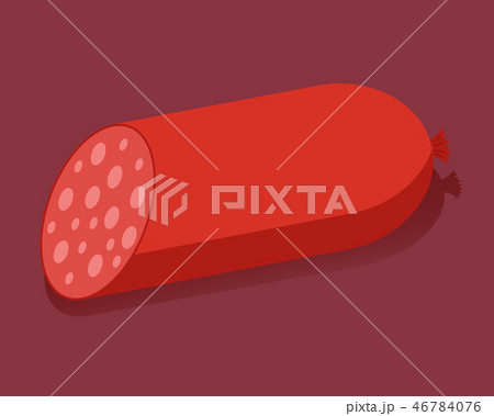 Smoked sausage. Isolated fresh meat icons. Vector illustration. 46784076