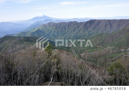 春の山並みに富士山 春の山並みに富士山 46785058