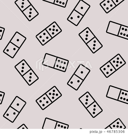 Dominoes seamless pattern line icons on grey neutral background. 46785306