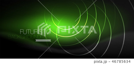 Dark abstract background with glowing neon circles Dark abstract background with glowing neon circles 46785634
