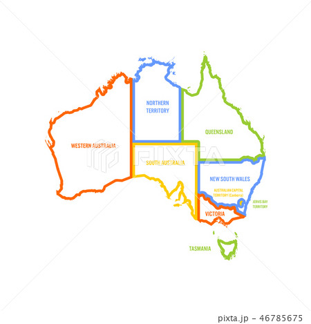 Simplified Map Of Australia Divided Into States のイラスト素材