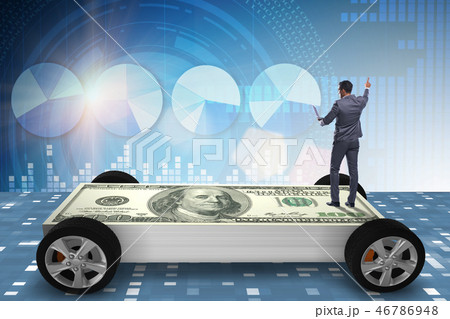 Businessman in the business concept with dollar car 46786948