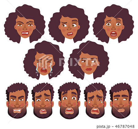 face of African man and woman - set 46787048