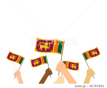 Vector illustration hands holding Sri Lanka flags Vector illustration hands holding Sri Lanka flags 46787691