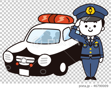 男性警察官とパトカー 男性警察官とパトカー 46790009