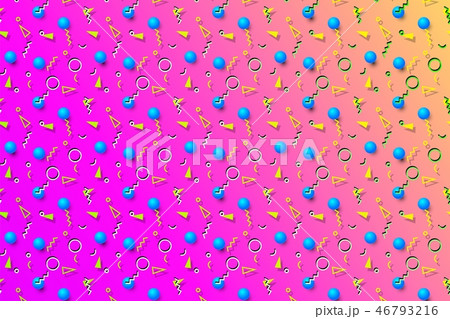Abstract background with 80s memphis geometics style pattern and vibrant psychedelic colors 46793216