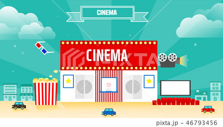 映画館 ポップコーン プロジェクターのイラスト素材
