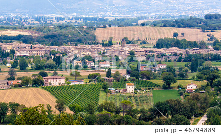 View of Bevagna, a medieval town in Umbria, Italy View of Bevagna, a medieval town in Umbria, Italy 46794889