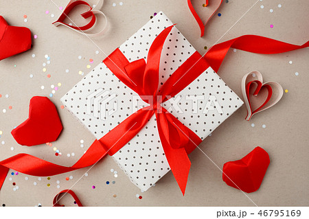 Valentines day concept with red origami paper Valentines day concept with red origami paper 46795169