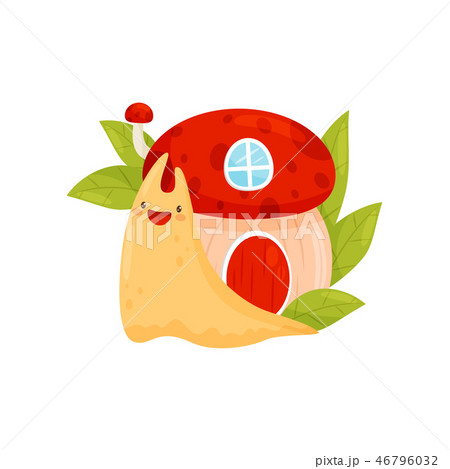 Cute Snail With Shell House On Its Back Funny のイラスト素材