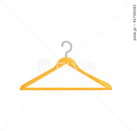 Wooden clothes hanger with metal hook. Item related to sewing theme. Flat vector design 46796082