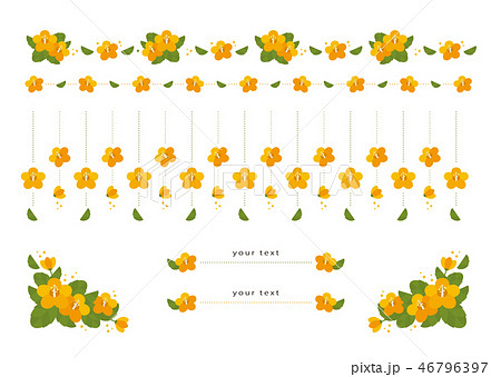 ハイビスカスの飾り罫　オレンジ 46796397