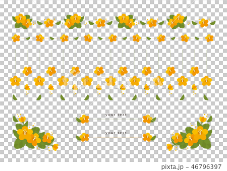 ハイビスカスの飾り罫　オレンジ 46796397