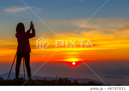 Landscape of sunrise on Mountain in Thailand 46797031