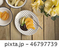 poached apples & fresh orange with chocolate sauce 46797739