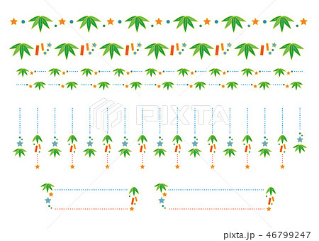 七夕 笹の葉の飾り罫のイラスト素材