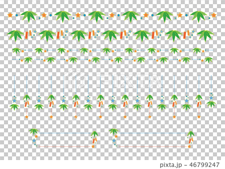 七夕　笹の葉の飾り罫 46799247